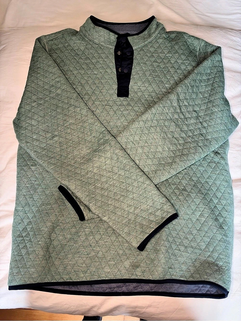 Marine Layer Corbet Reversible Quilted Snap Placket Sweatshirt Green